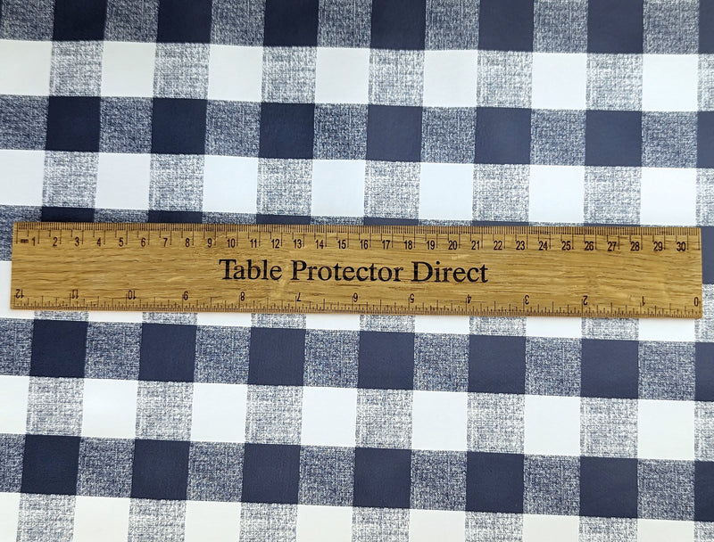 Navy Blue Gingham Check Vinyl Oilcloth Tablecloth