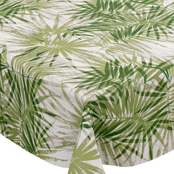 Palm Leaves Green PVC Vinyl Wipe Clean Tablecloth 250cm x 140cm Warehouse Clearance