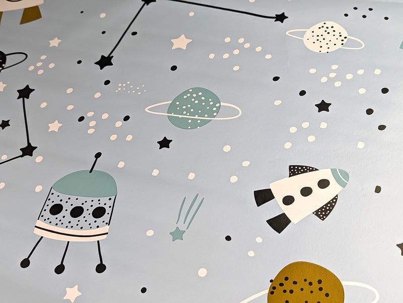 Spaceships Childrens Vinyl Oilcloth Tablecloth