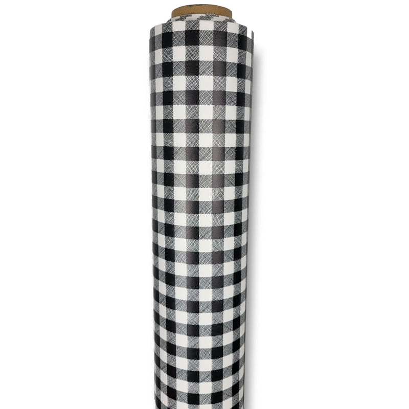 Black and White Mini Gingham Check  PVC Vinyl Tablecloth Roll 20 Metres x 140cm Full Roll