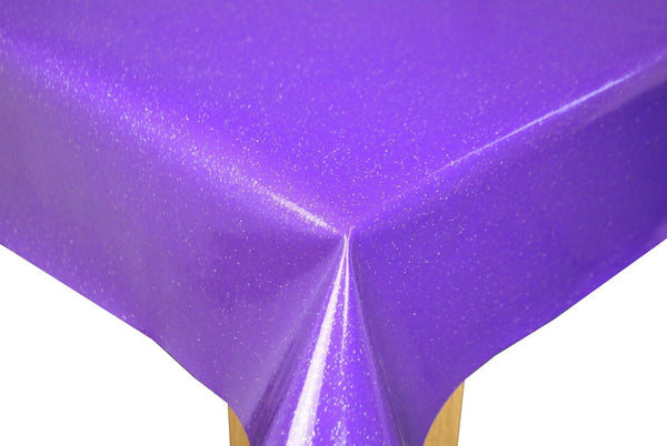 Glitter Purple PVC Vinyl Wipe Clean Tablecloth 100cm x 140cm-Footprint on Back!-Warehouse Clearance
