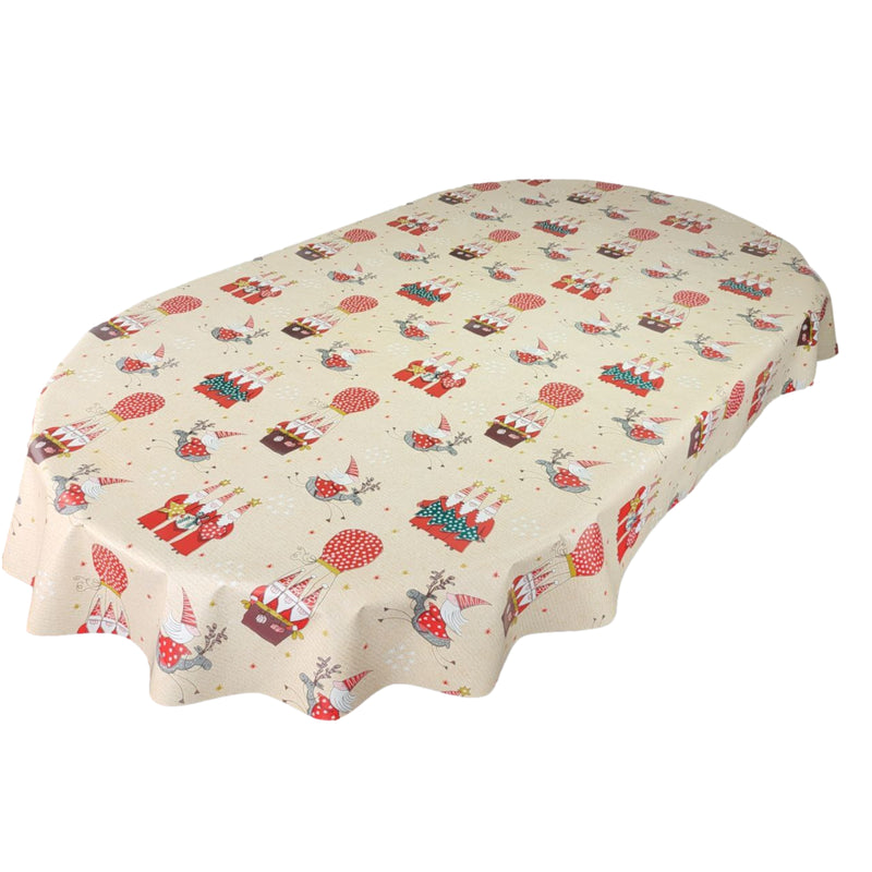 Santa Lapland Cream Vinyl Oilcloth Tablecloth
