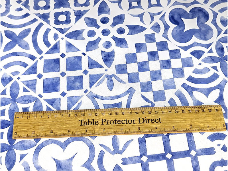 Seville Blue Tiles Tex Wider Width Extra Wide PVC Vinyl Oilcloth Tablecloth 160cm wide