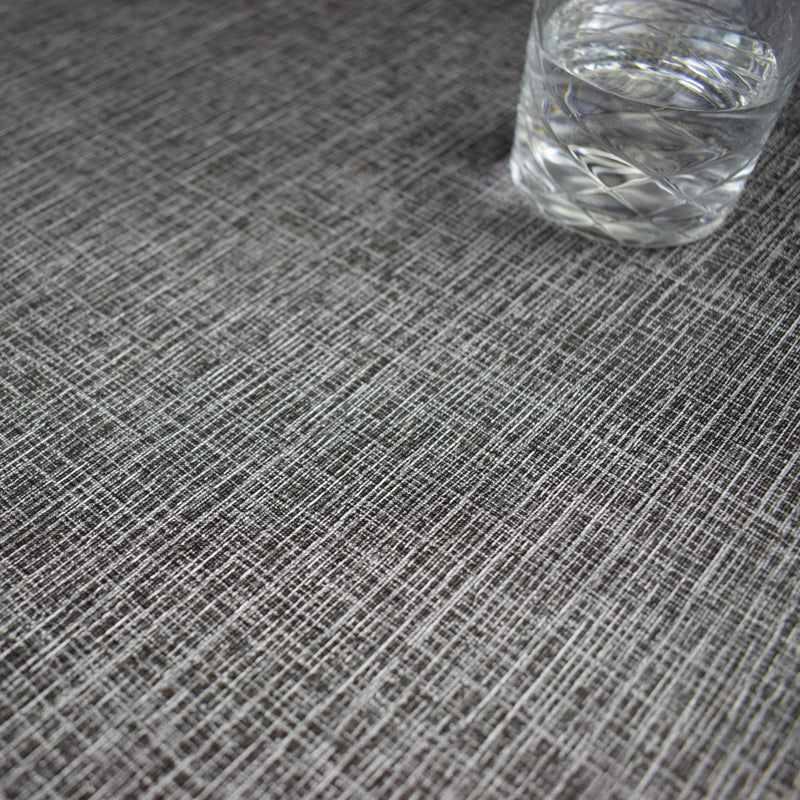 Black and Silver Modern Linen Look Vinyl Oilcloth Tablecloth