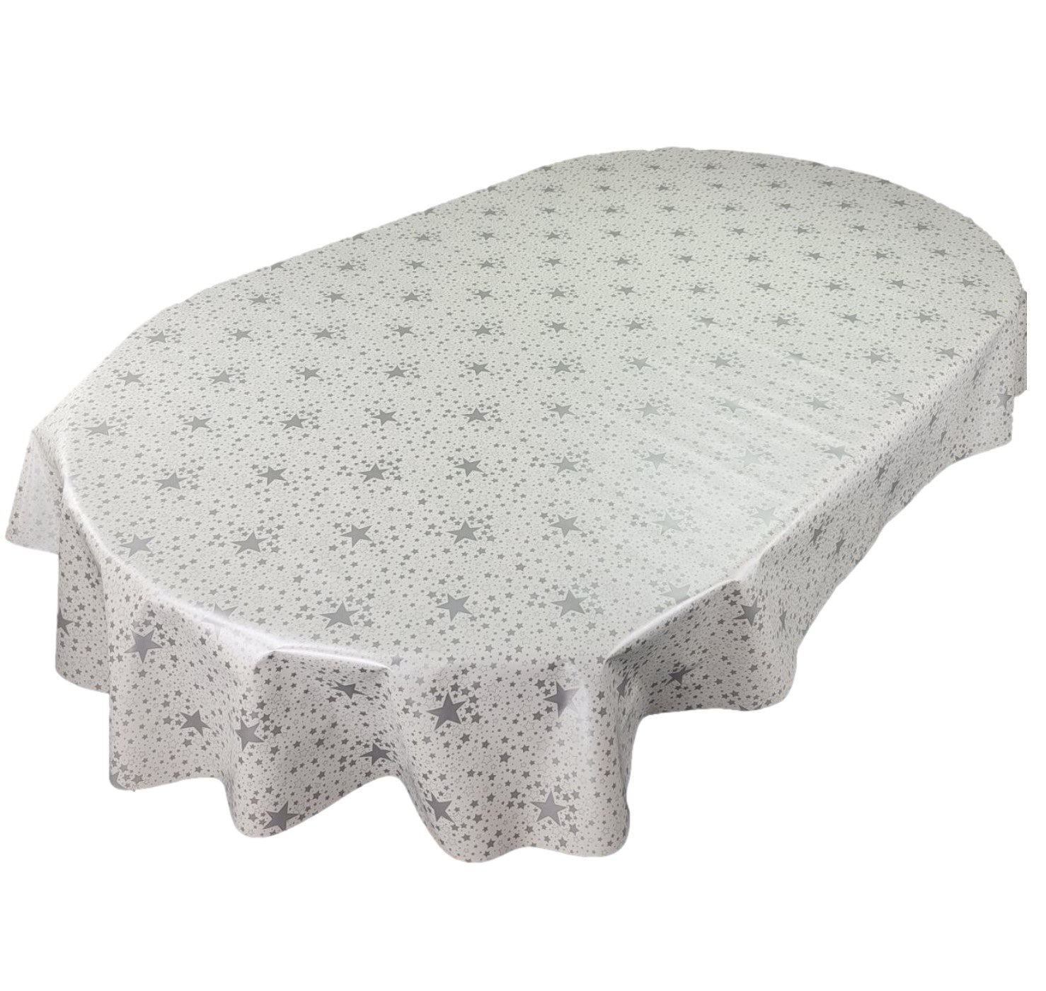 Oval Red Snowflakes On Beige Wipe Clean PVC Vinyl Tablecloth 180cm X 1 - View #12