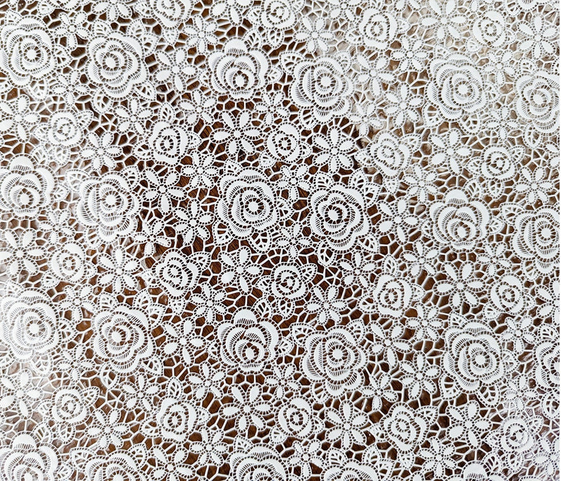 Floral White PVC Lace 180cm Wider Width Vinyl Oilcloth Tablecloth