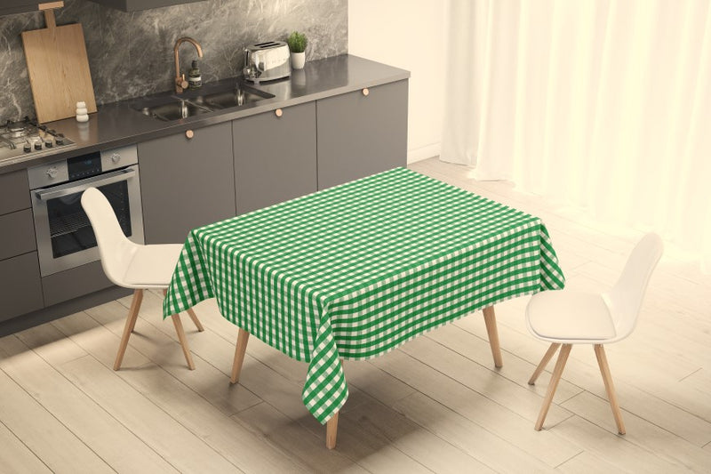 Green Gingham Medium Check   PVC Vinyl Tablecloth Roll 20 Metres x 140cm
