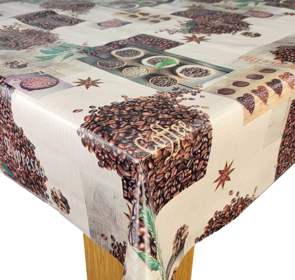 Coffee Beans with Star Anise Vinyl Oilcloth Tablecloth