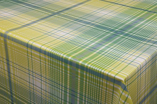Shades of Green Large Square Overcheck Vinyl Oilcloth Tablecloth