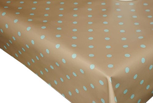 Taupe and Duckegg Dotty PVC Wipe Clean Tablecloth
