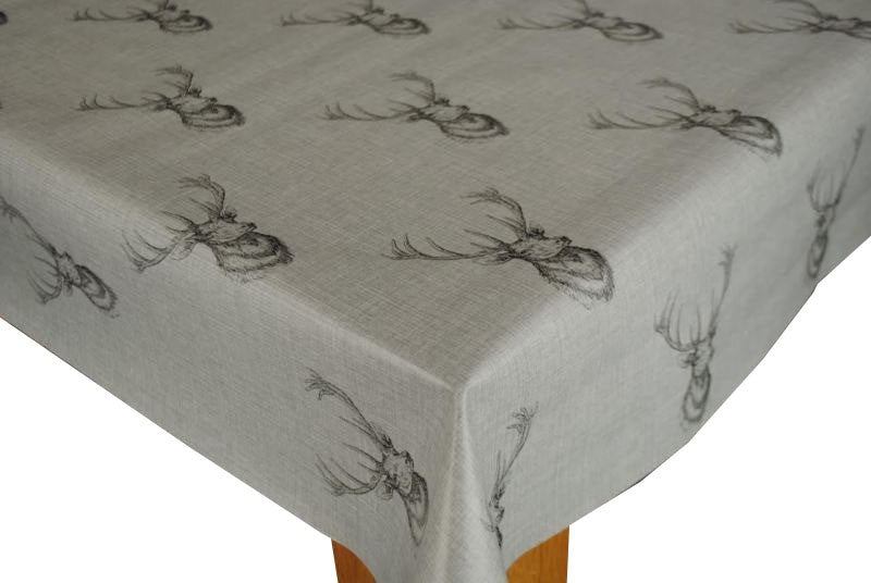 Round Wipe Clean Tablecloth Vinyl PVC 140cm Highland Stag