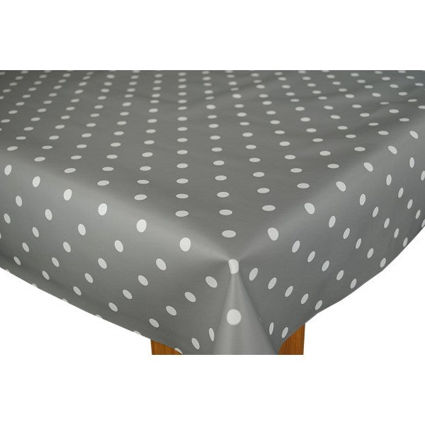 Square Wipe Clean Tablecloth Vinyl PVC 140cm x 140cm Slate Polka Dot