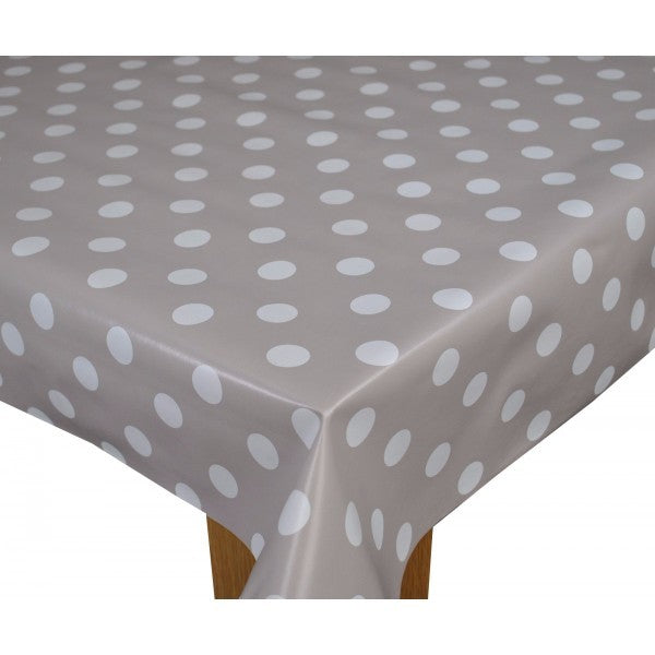 Square Wipe Clean Tablecloth Vinyl PVC 140cm x 140cm Mushroom Spot