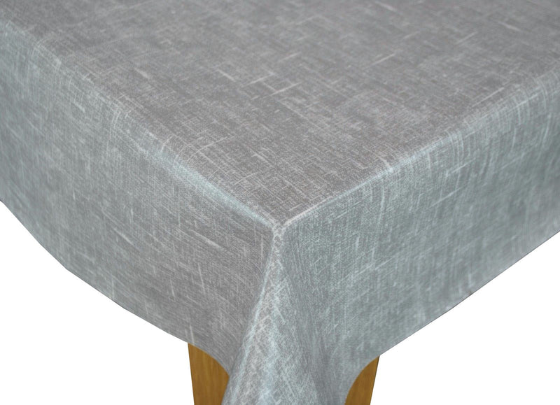 Round Wipe Clean Tablecloth PVC Oilcloth  132cm Linum Grey