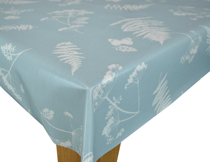 Round Wipe Clean Tablecloth PVC Oilcloth  132cm Moorland Duckegg