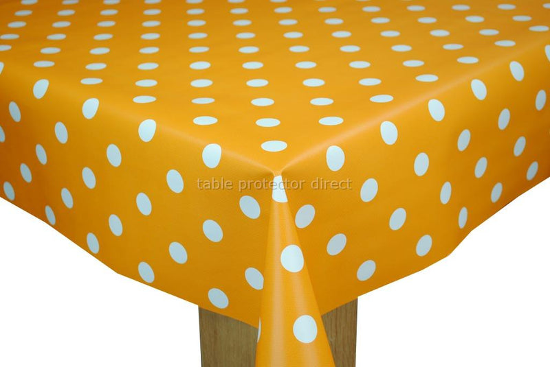 Orange & White Spot Vinyl Oilcloth Tablecloth