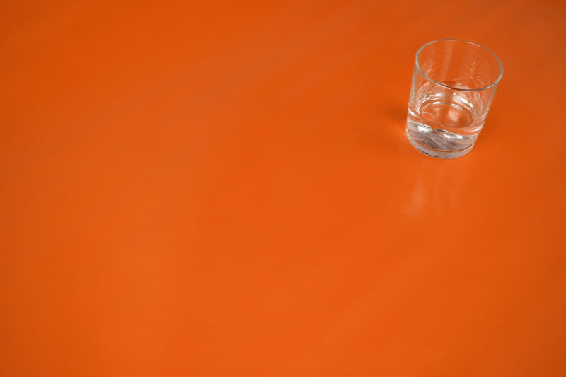 Round Wipe Clean Tablecloth Vinyl PVC 140cm Plain Orange