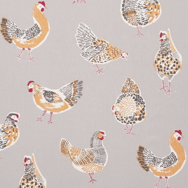 Square Wipe Clean Tablecloth  PVC Oilcloth 132cm x 132cm  ROOSTER TAUPE
