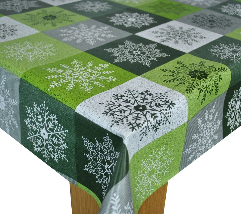 Crystal Green Christmas Vinyl Oilcloth Tablecloth