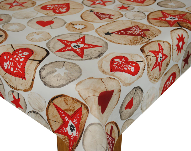 Swedish Christmas Red Vinyl Oilcloth Tablecloth