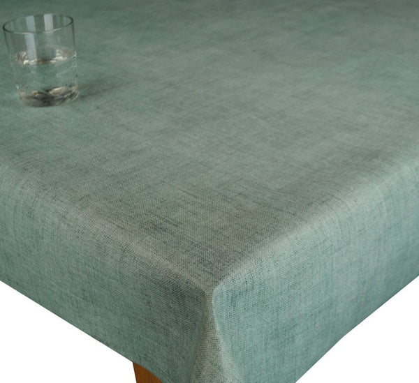 Duckegg Green Linen Look Vinyl Oilcloth Tablecloth