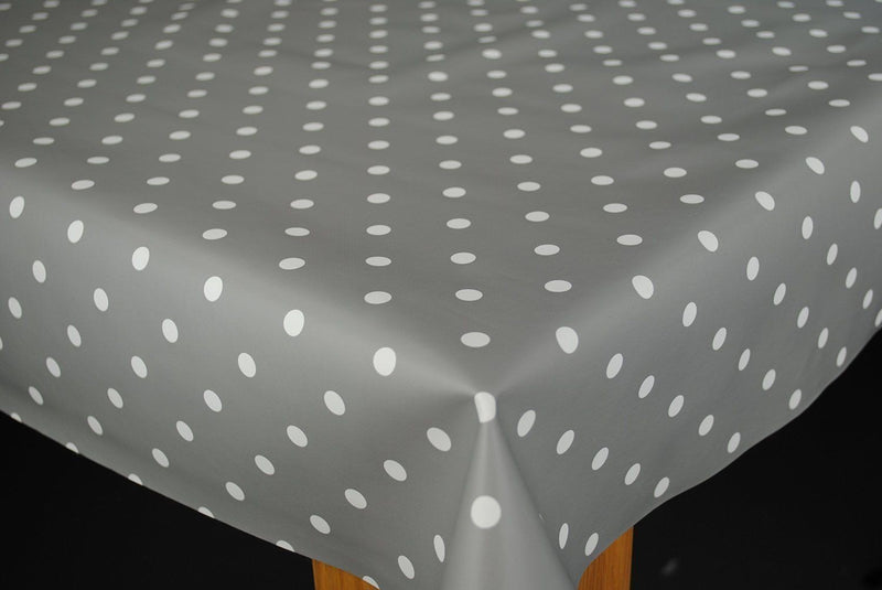 Slate Grey Polka Dot  PVC Wipe Clean Tablecloth
