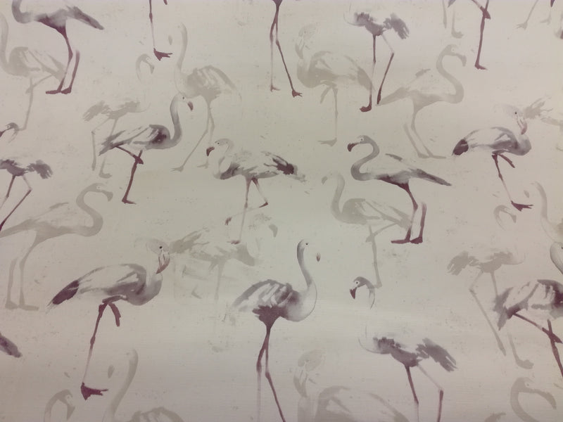 Grey Flamingo Vinyl Oilcloth Tablecloth