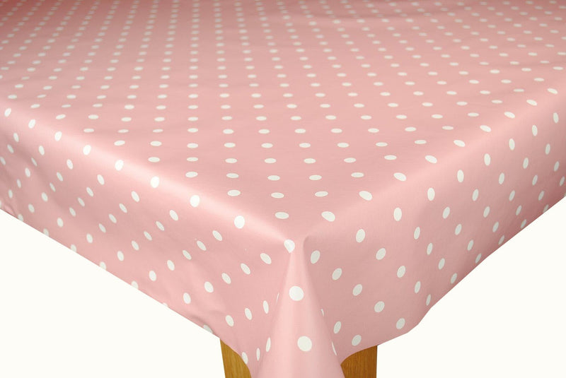 Pink Polka Dot Vinyl Oilcloth Tablecloth