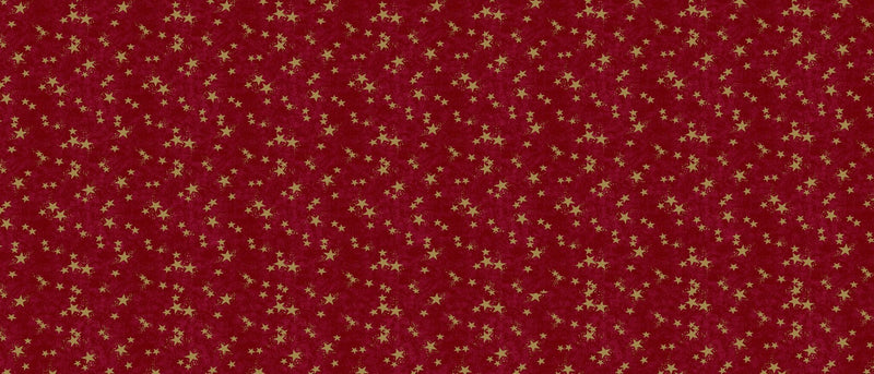 Christmas Gold Stars on Berry Red Vinyl Oilcloth Tablecloth