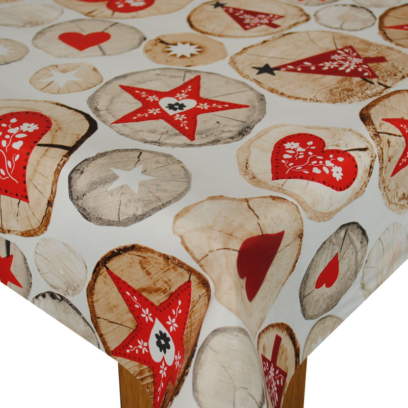Swedish Christmas Red Vinyl Oilcloth Tablecloth