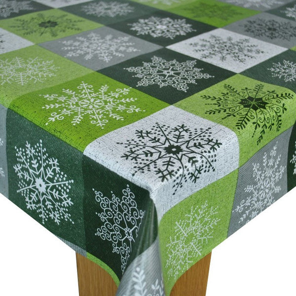 Crystal Green Christmas Vinyl Oilcloth Tablecloth