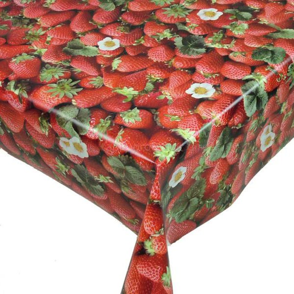 Strawberry Vinyl Oilcloth Tablecloth