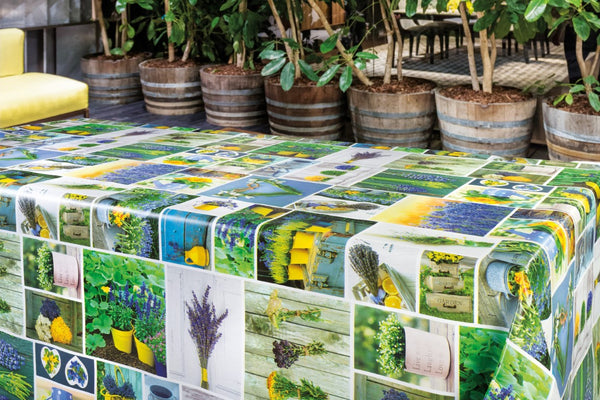 Lavender Garden Pots Vinyl Oilcloth Tablecloth