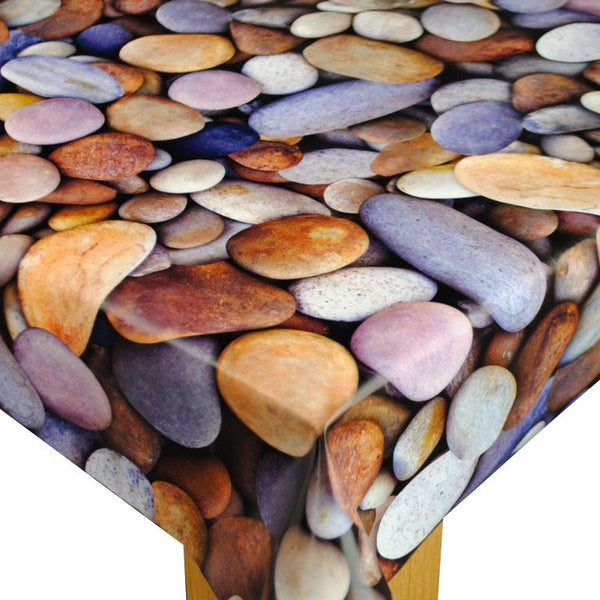 Pebbles and Stones MULTI  Vinyl Oilcloth Tablecloth