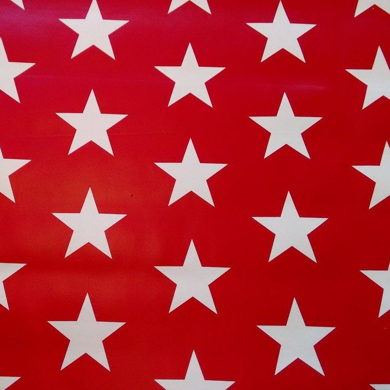 USA Stars RED Vinyl Oilcloth Tablecloth