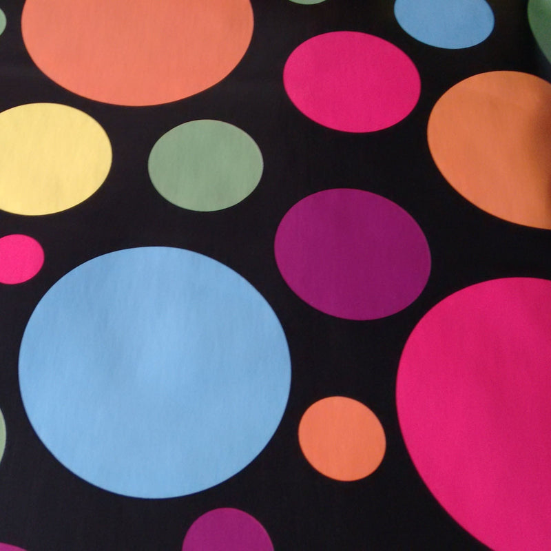 Rio Multi Spots on BLACK Vinyl Oilcloth Tablecloth