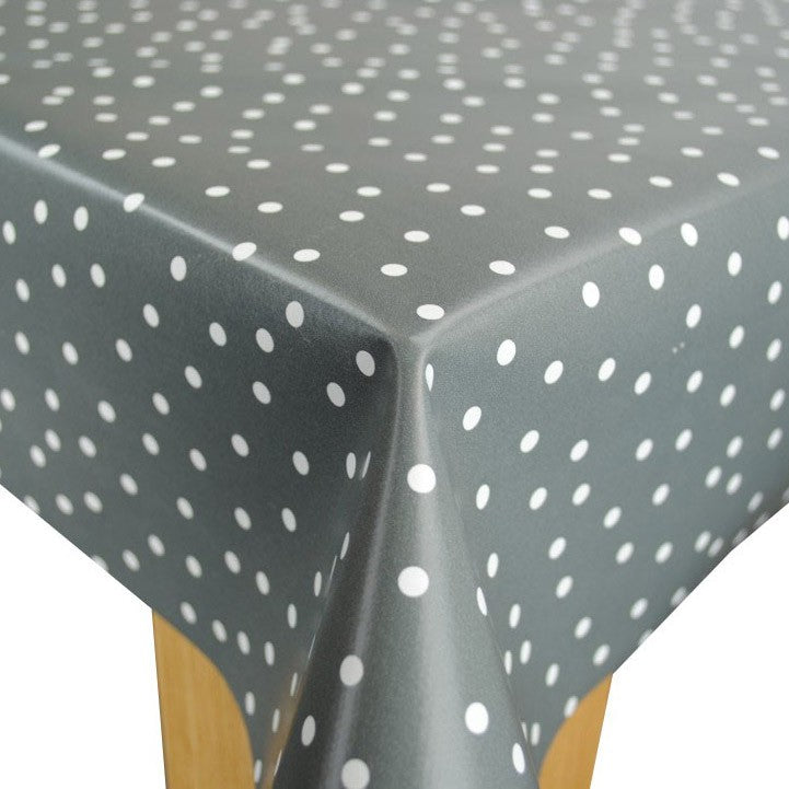 Random Spot Grey  Polka Dot Vinyl Oilcloth Tablecloth