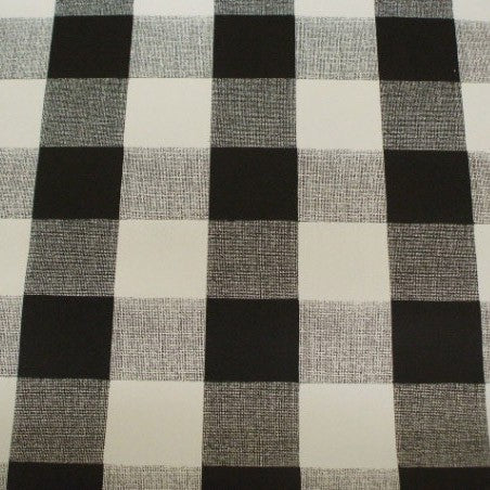 BLACK Gingham Check Vinyl Oilcloth Tablecloth
