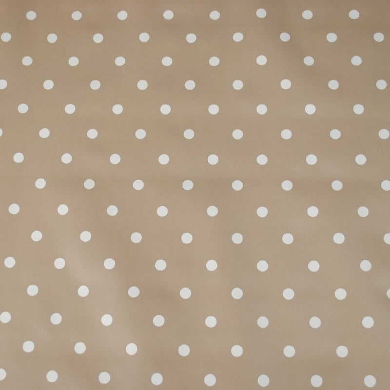 Tiny White Spot on Taupe Vinyl Oilcloth Tablecloth