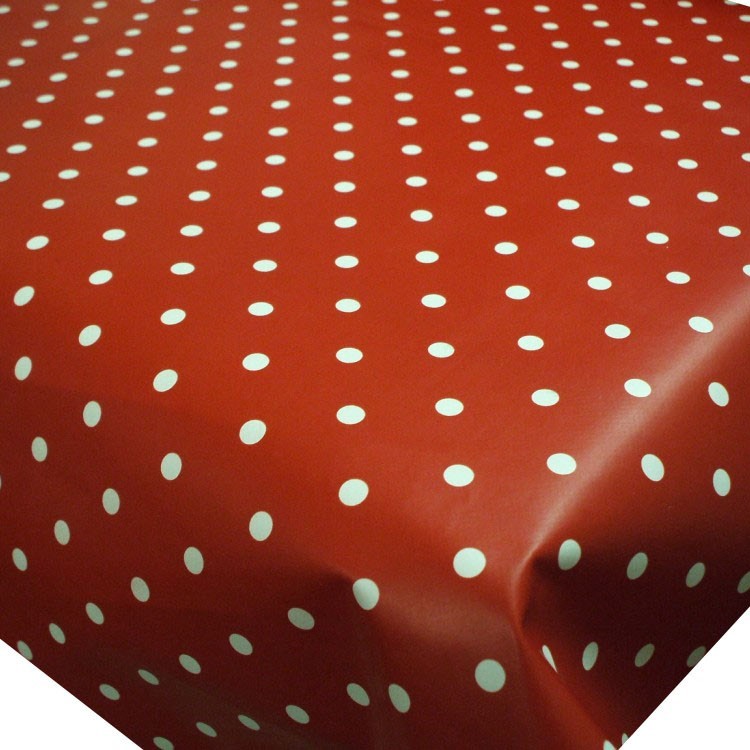 Tiny White Spot on Red Vinyl Tablecloth