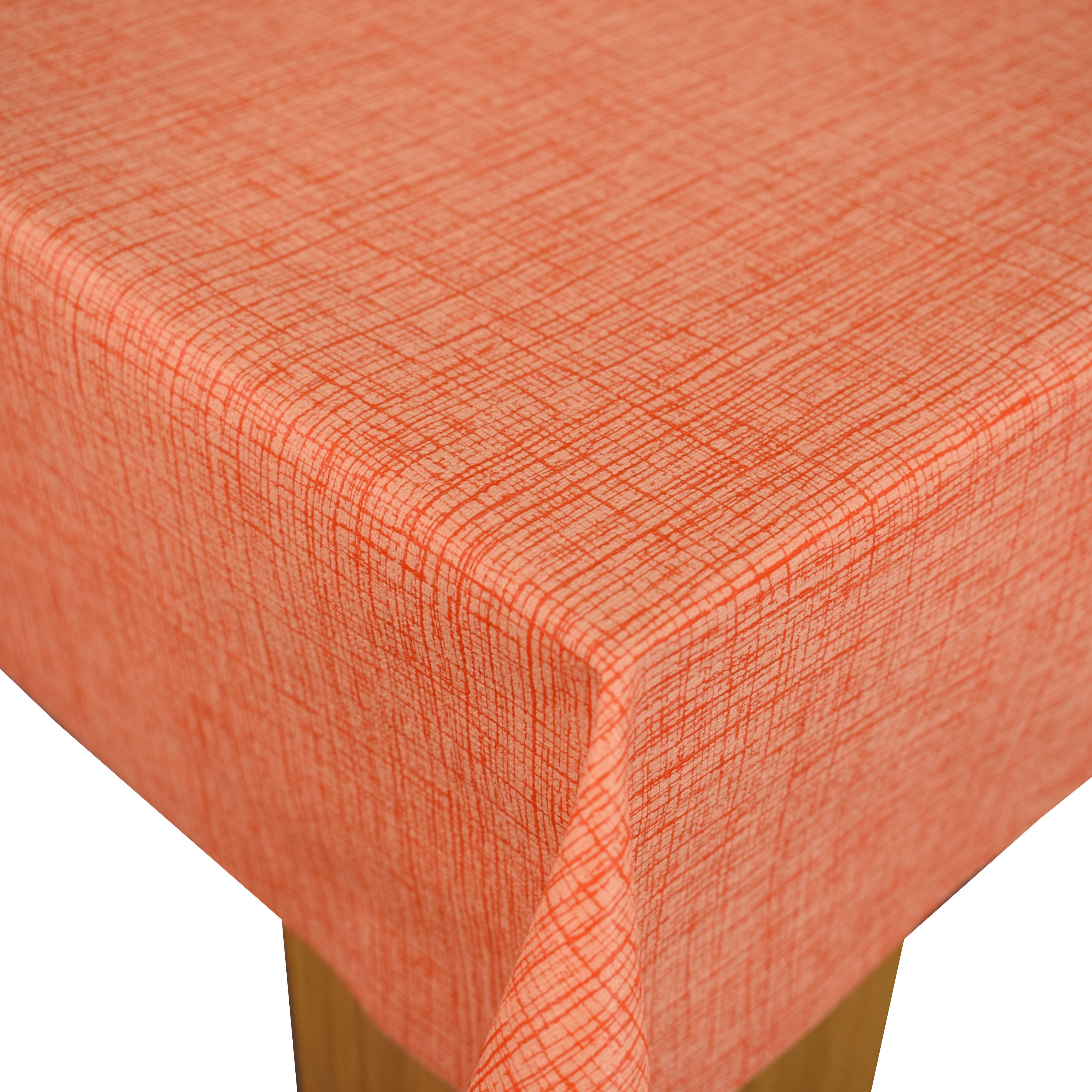 Burnt Orange Linen Look Vinyl Oilcloth Tablecloth Wipe Clean