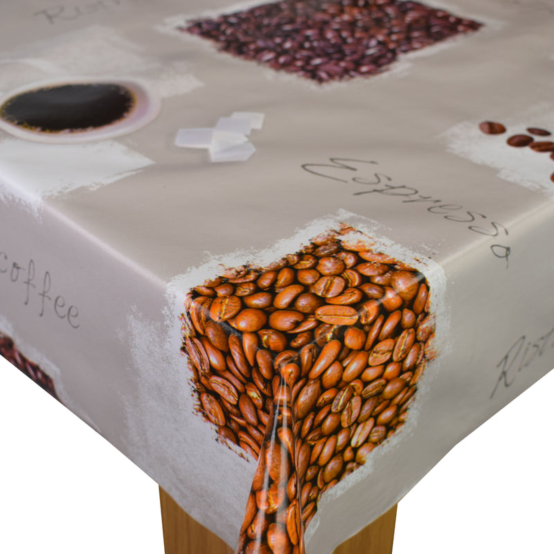 Coffee Beans Vinyl Oilcloth Tablecloth