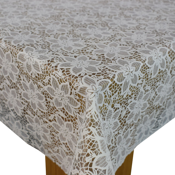 Precious White PVC Lace Vinyl Oilcloth Tablecloth