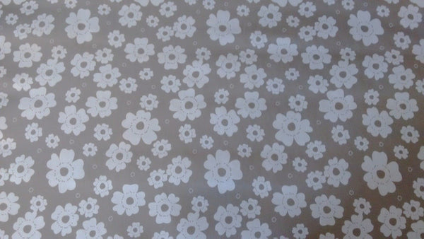 Polly Flowers Grey Vinyl Oilcloth Tablecloth