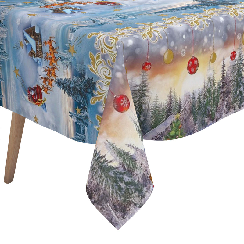 Christmas Season Festive Vinyl Oilcloth Tablecloth