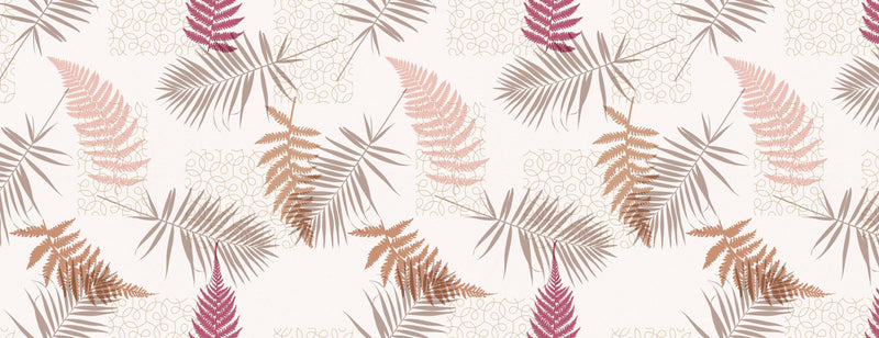 Fern Leaves Natural Vinyl Oilcloth Tablecloth