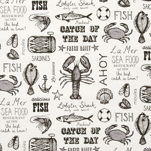 Round PVC Tablecloth Seafood Crab Lobster Black Oilcloth 132cm