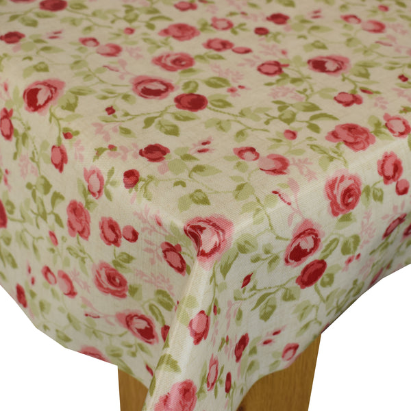 Square Wipe Clean Tablecloth  PVC Oilcloth 132cm x 132cm Maude Old Rose