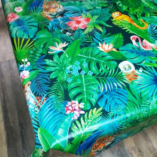 Rainforest Tropical PVC Vinyl Wipe Clean Tablecloth 200cm x 140cm - Warehouse Clearance