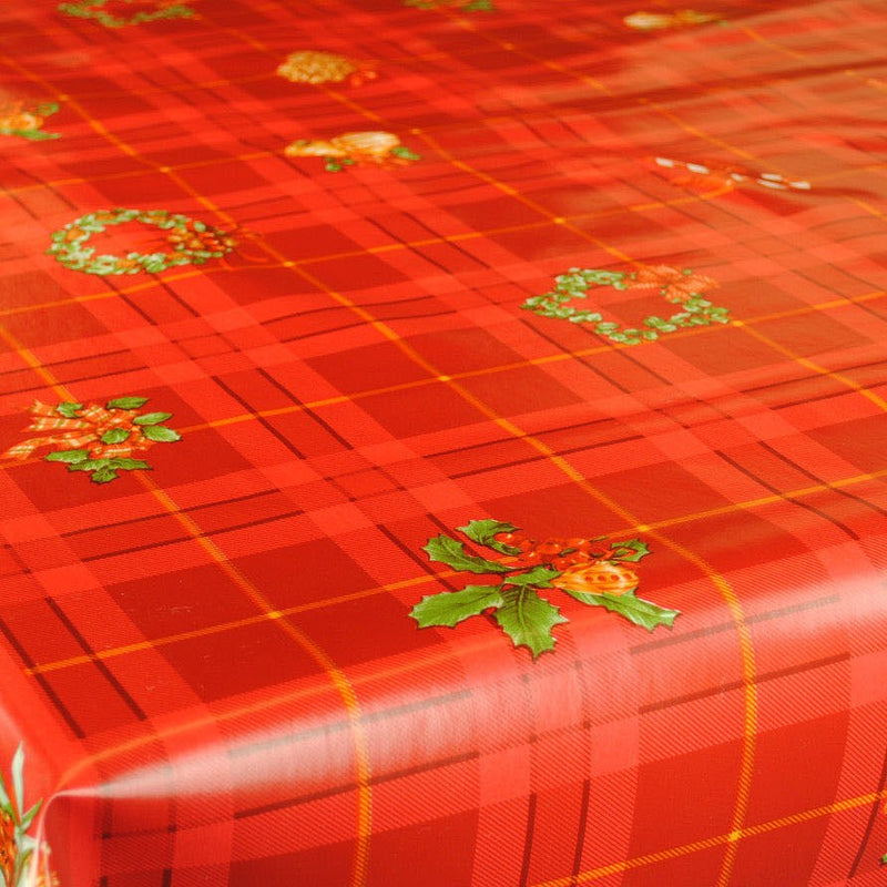 Christmas Tartan Border PVC Vinyl Tablecloth 20 Metres x 140cm